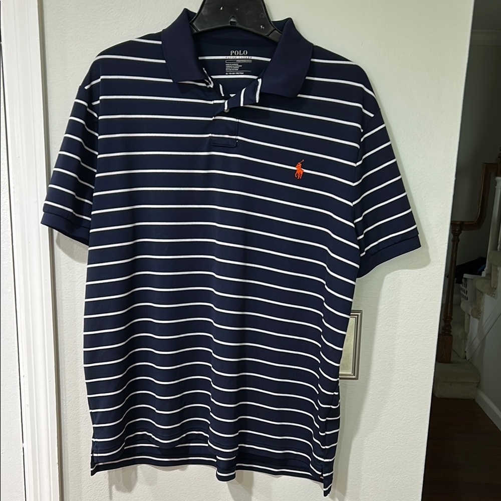 Polo by Ralph Lauren Blue and White Striped Polo Shirt XL